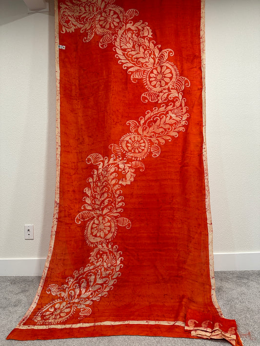 Batik  - Orange Saree