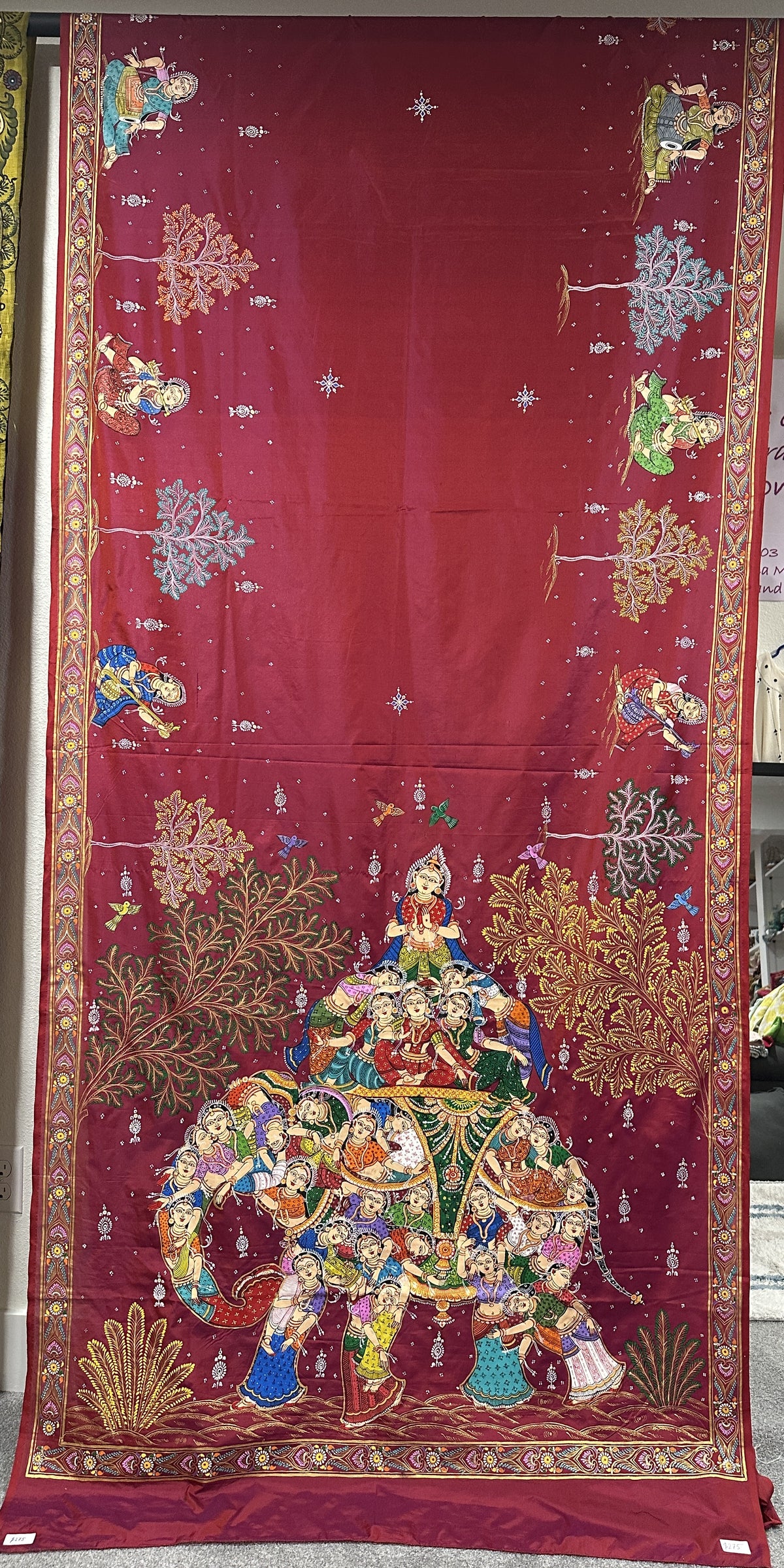 Maroon Soft Silk Pattachitra Saree with Kandarpa Haathi