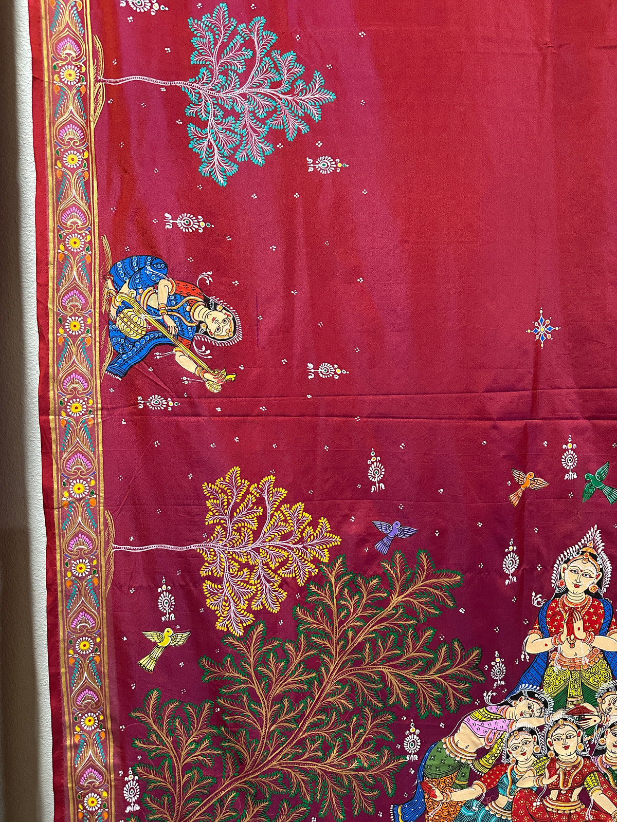 Maroon Soft Silk Pattachitra Saree with Kandarpa Haathi