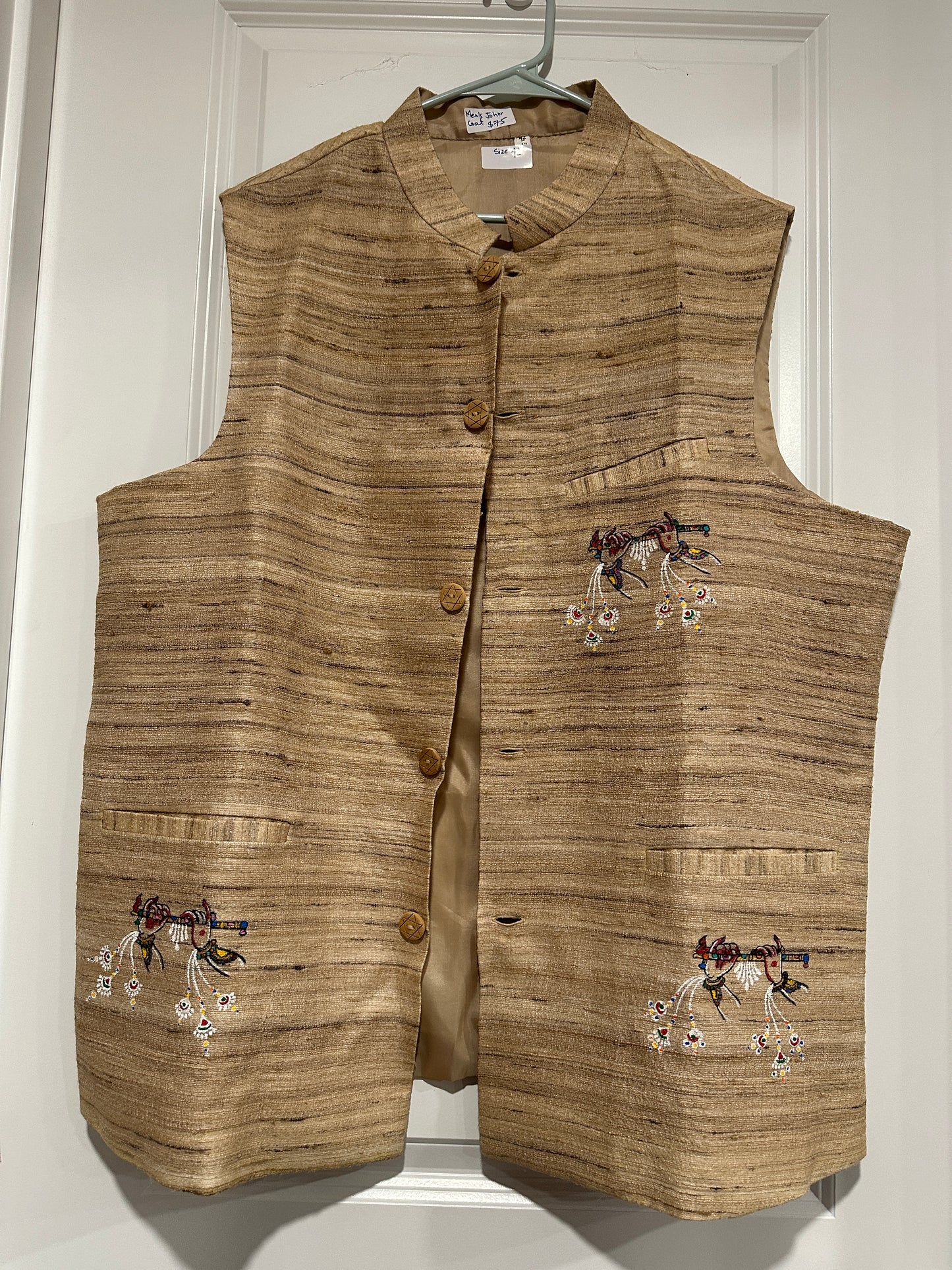 Men's Johor Coat - Pure Tussar Pattachitra - Adrushya Krishna