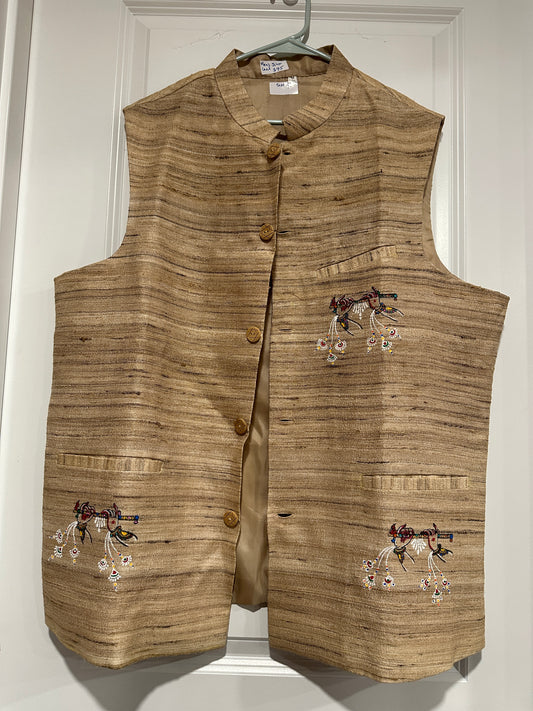 Men's Johor Coat - Pure Tussar Pattachitra - Adrushya Krishna