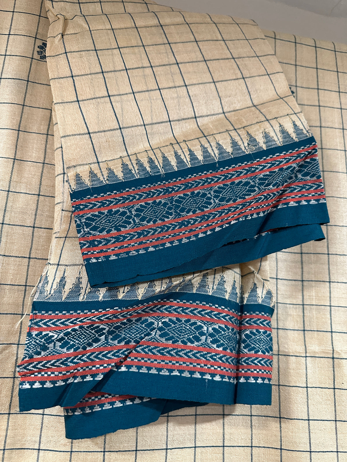 Vidharbha Tussar with Karvati Kinar and Body checks with Minakari Booties