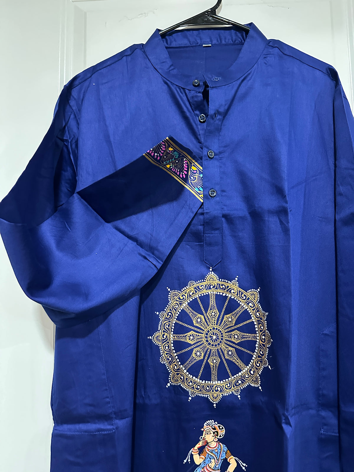 Men's Kurta - Pattachitra - RoyalBlue Chakra Dancer