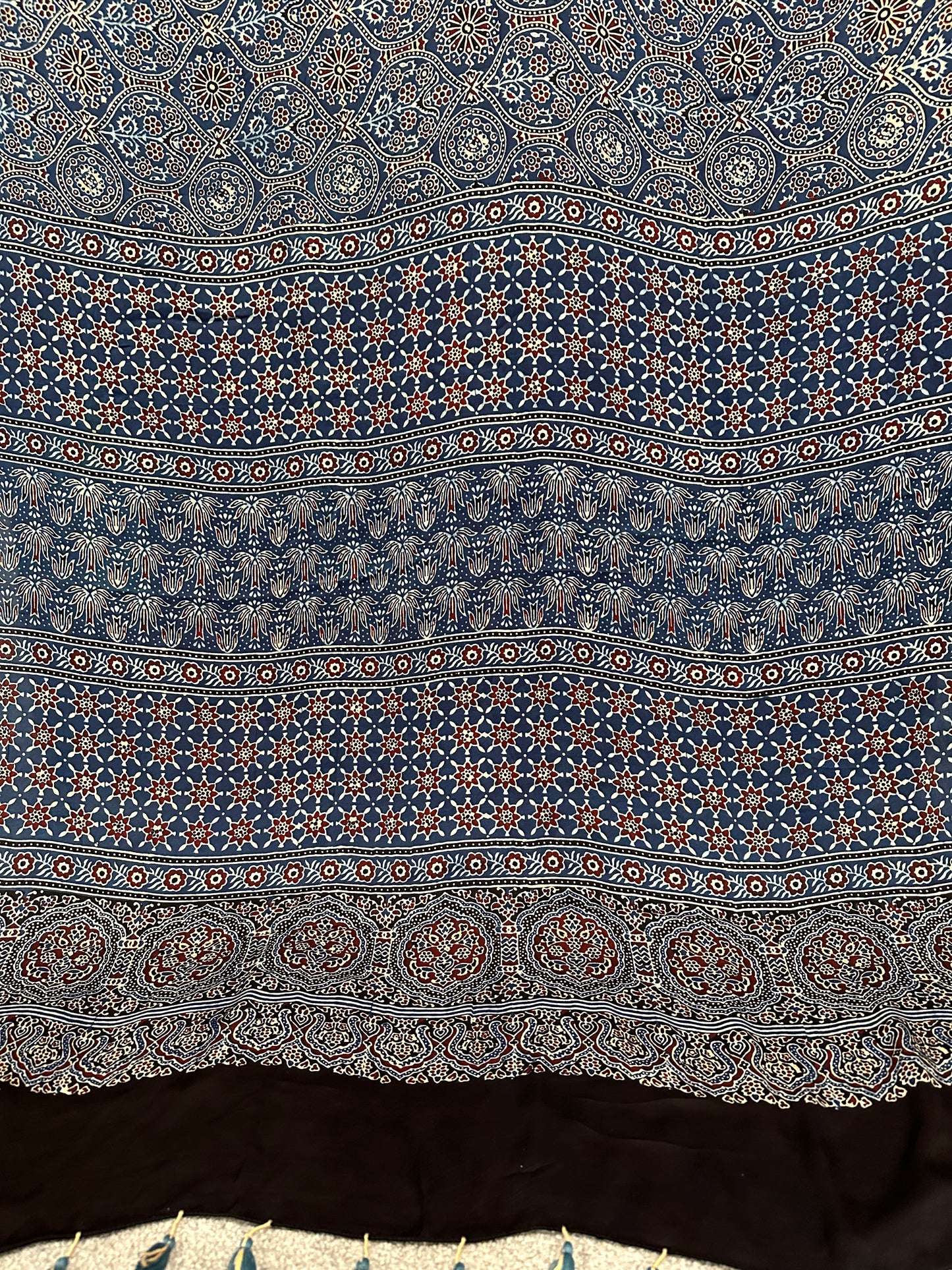 Modal Silk Saree with Ajrakh print - Blue.