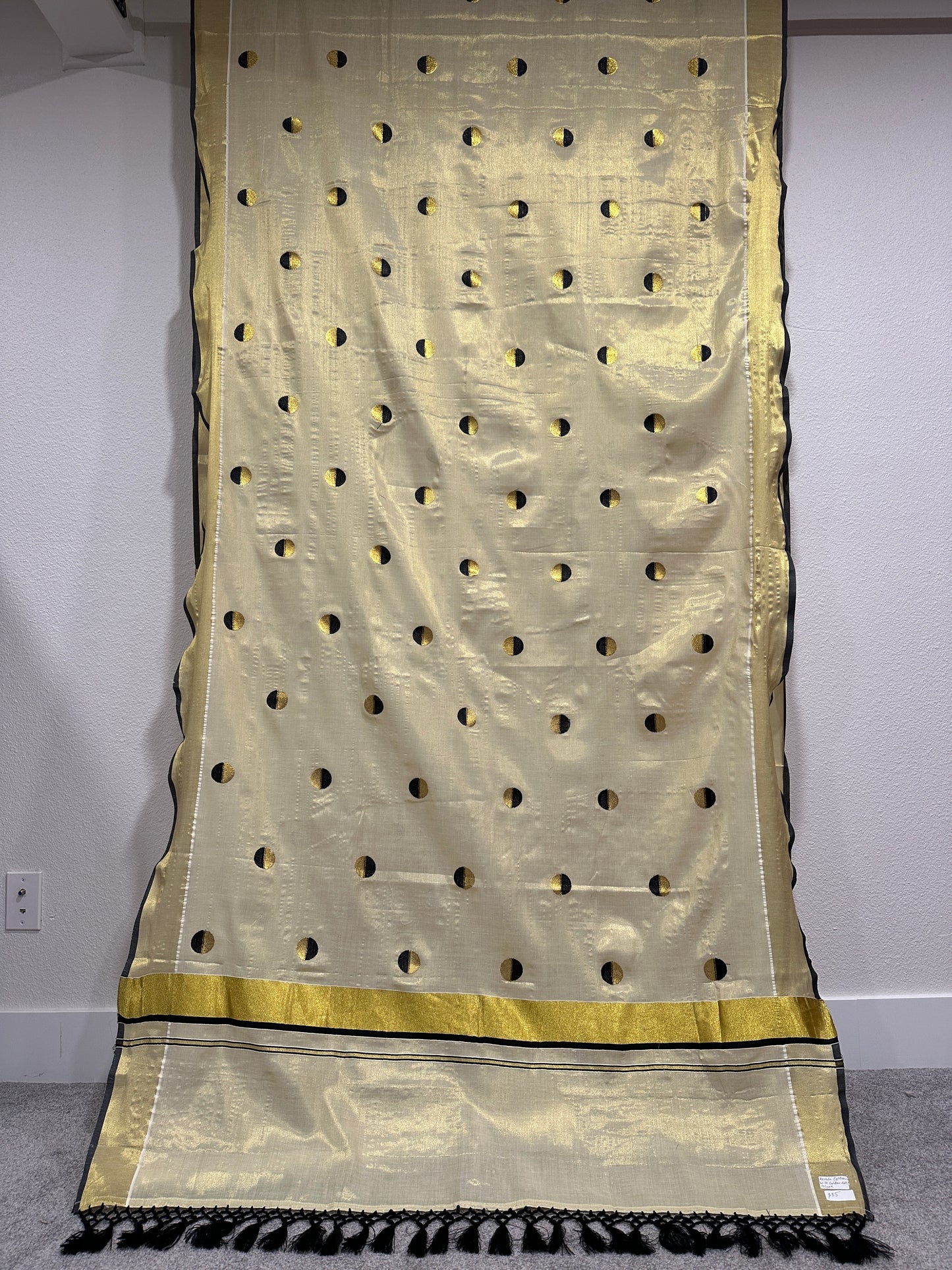 Kerala Cotton with Black Golden dots