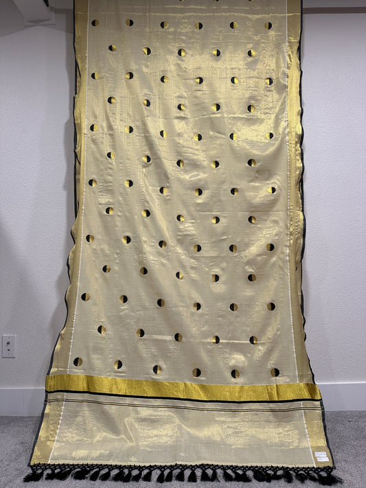 Kerala Cotton with Black Golden dots