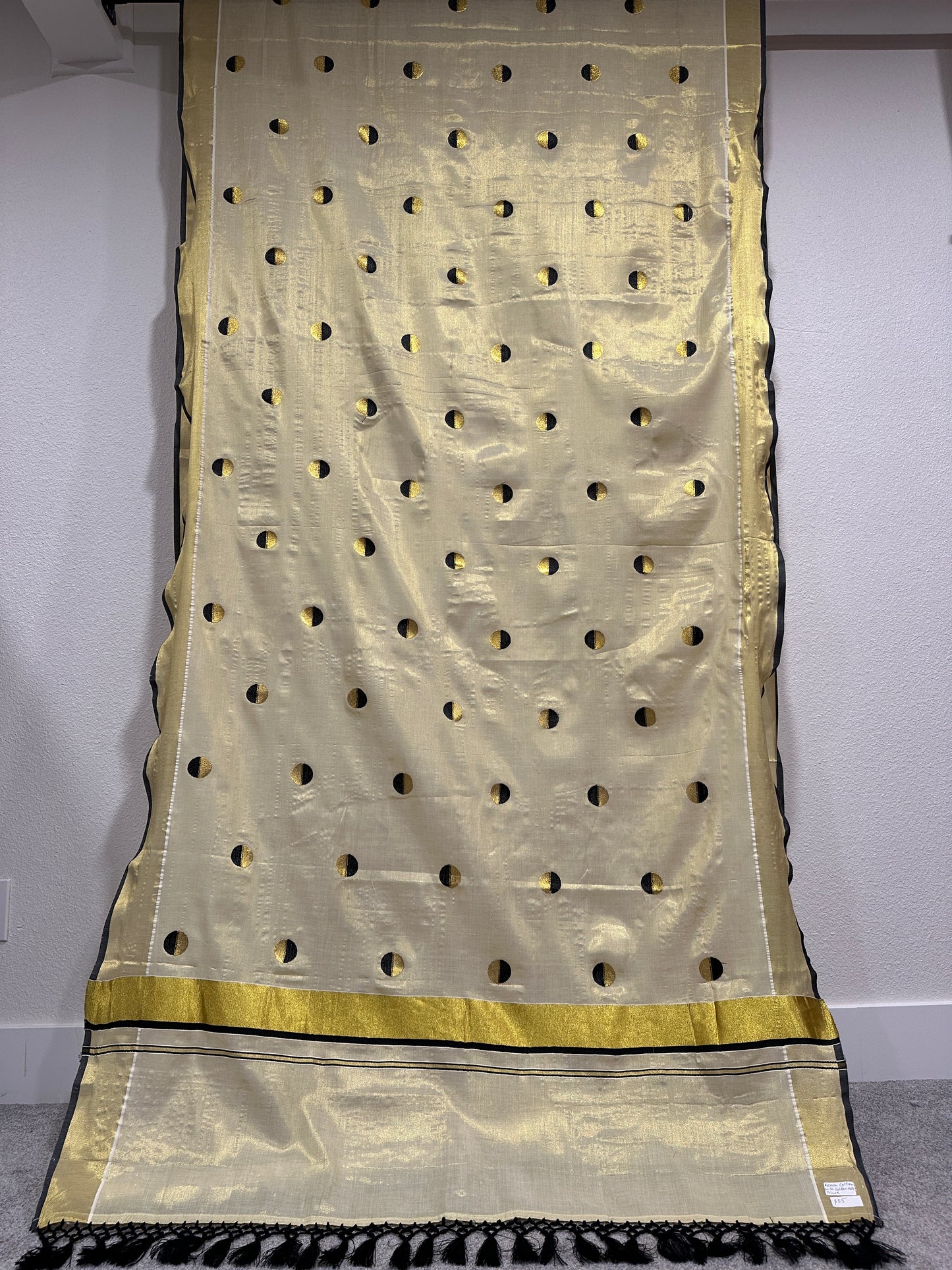 Kerala Cotton with Black Golden dots