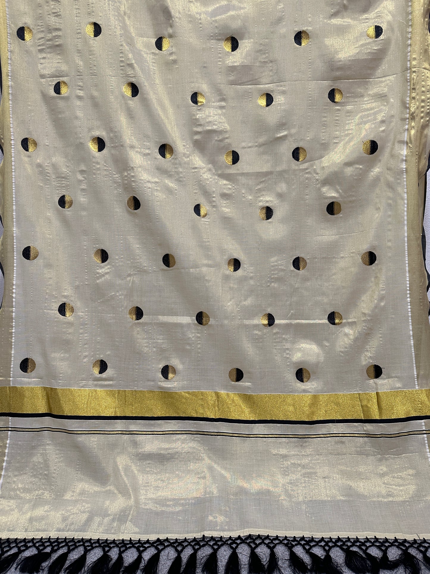 Kerala Cotton with Black Golden dots