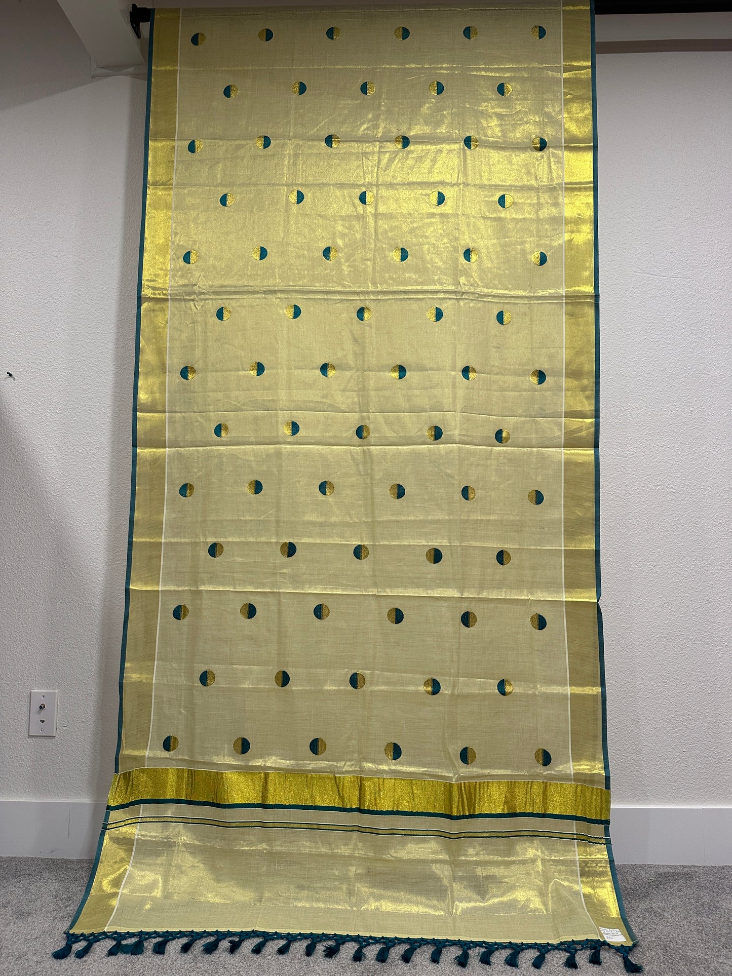 Kerala Cotton with Blue Golden dots