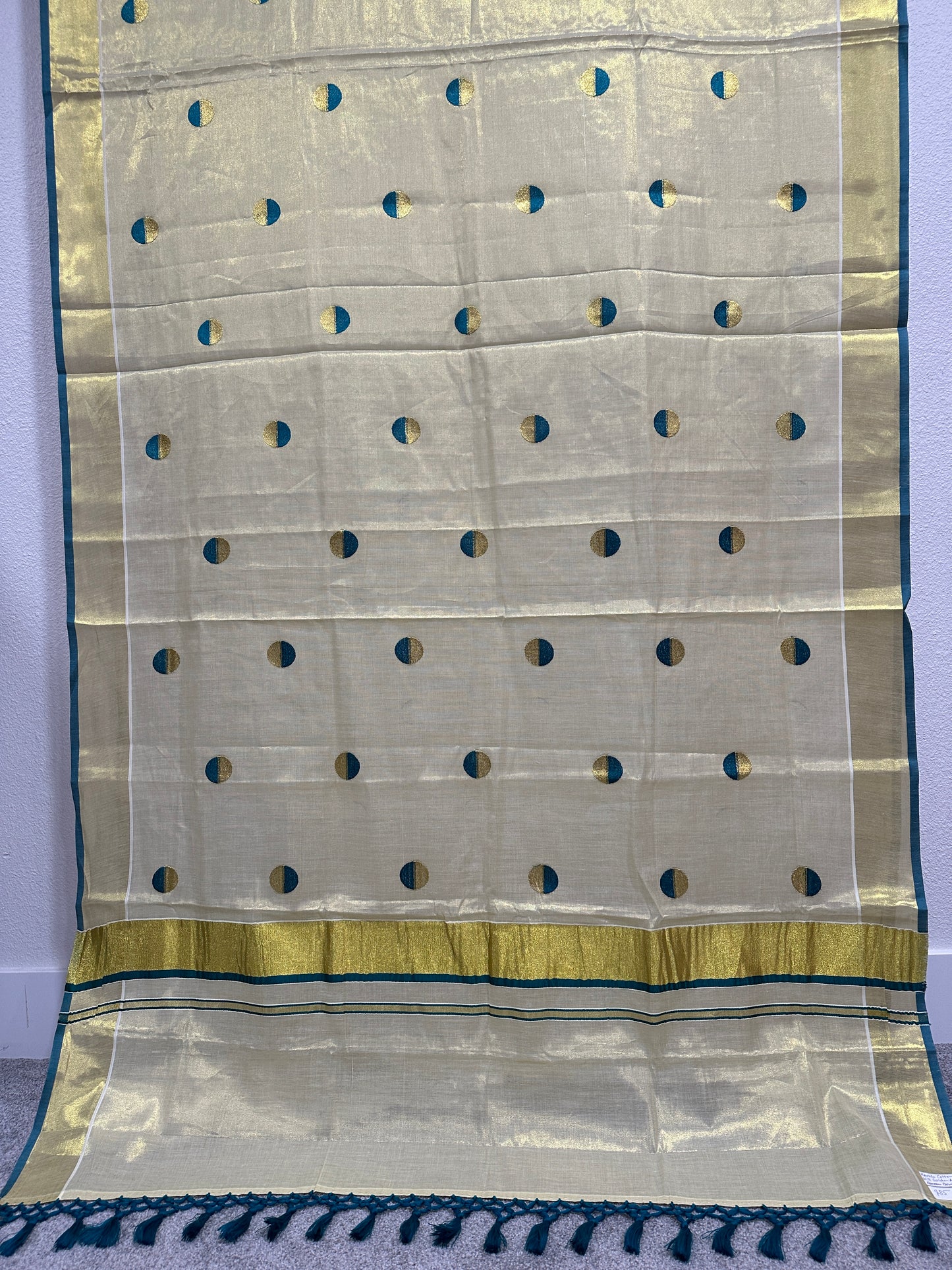 Kerala Cotton with Blue Golden dots