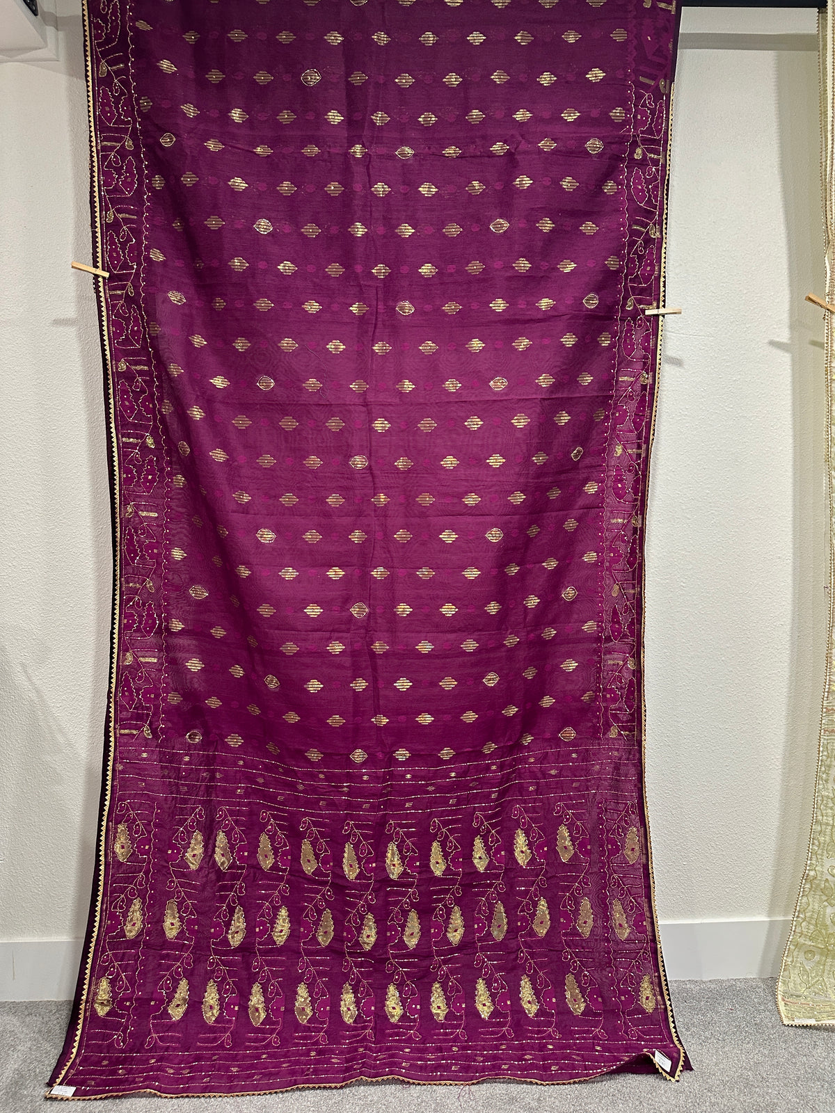 Cut Dana Dhakai in Wine Colour(Dark Purple)