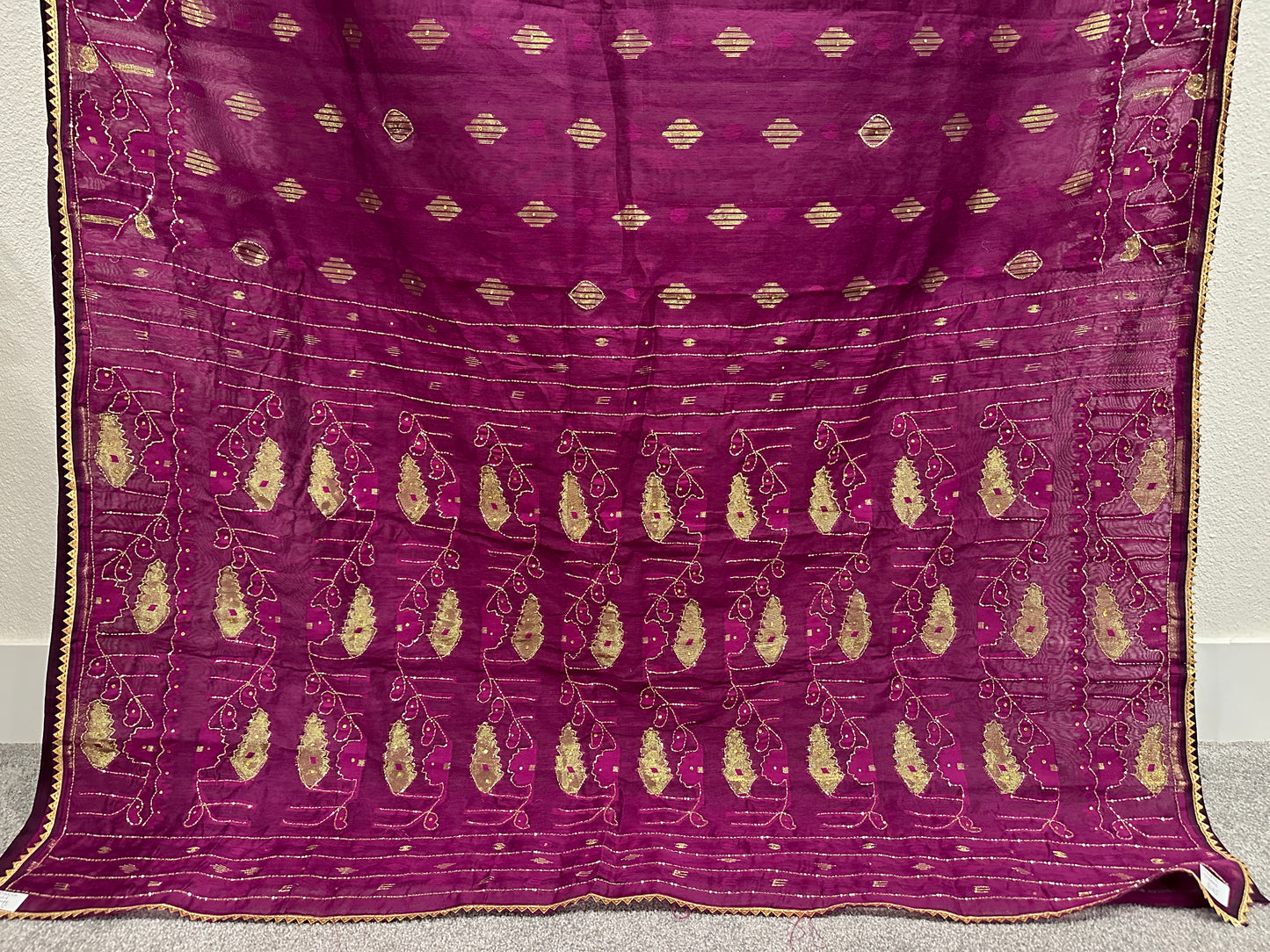 Cut Dana Dhakai in Wine Colour(Dark Purple)