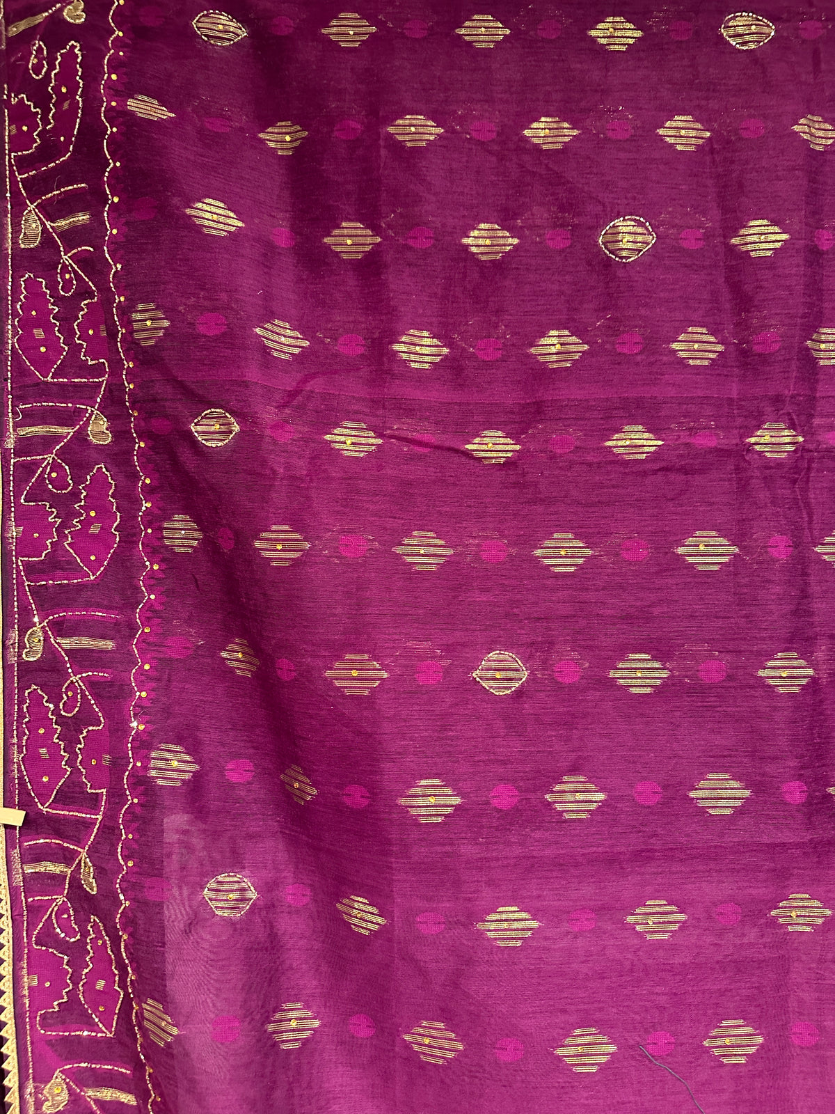 Cut Dana Dhakai in Wine Colour(Dark Purple)