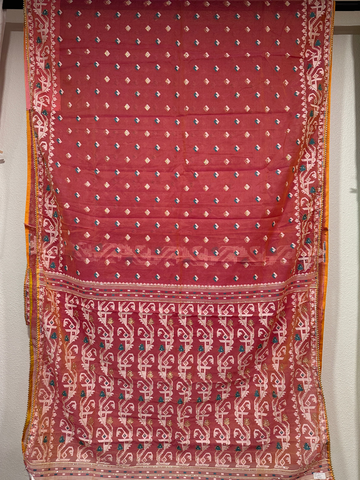 Cut Dana Dhakai in Pinkish Peach