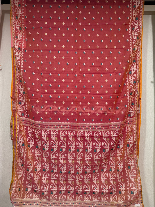 Cut Dana Dhakai in Pinkish Peach