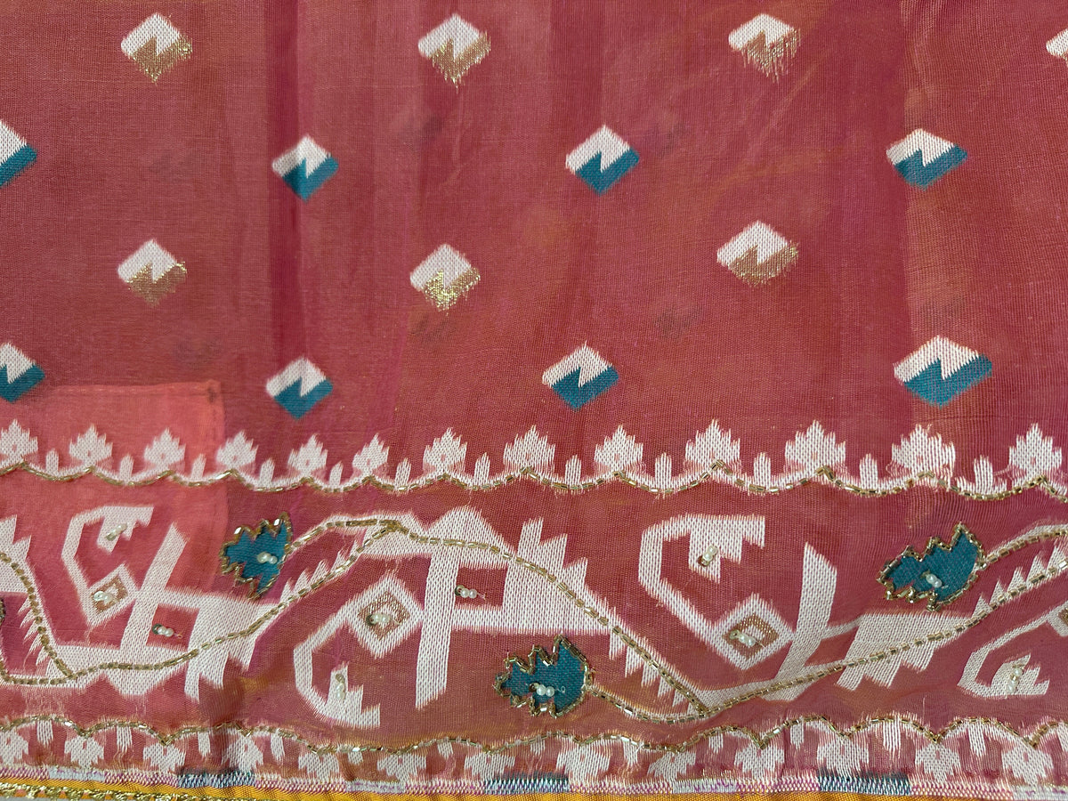 Cut Dana Dhakai in Pinkish Peach