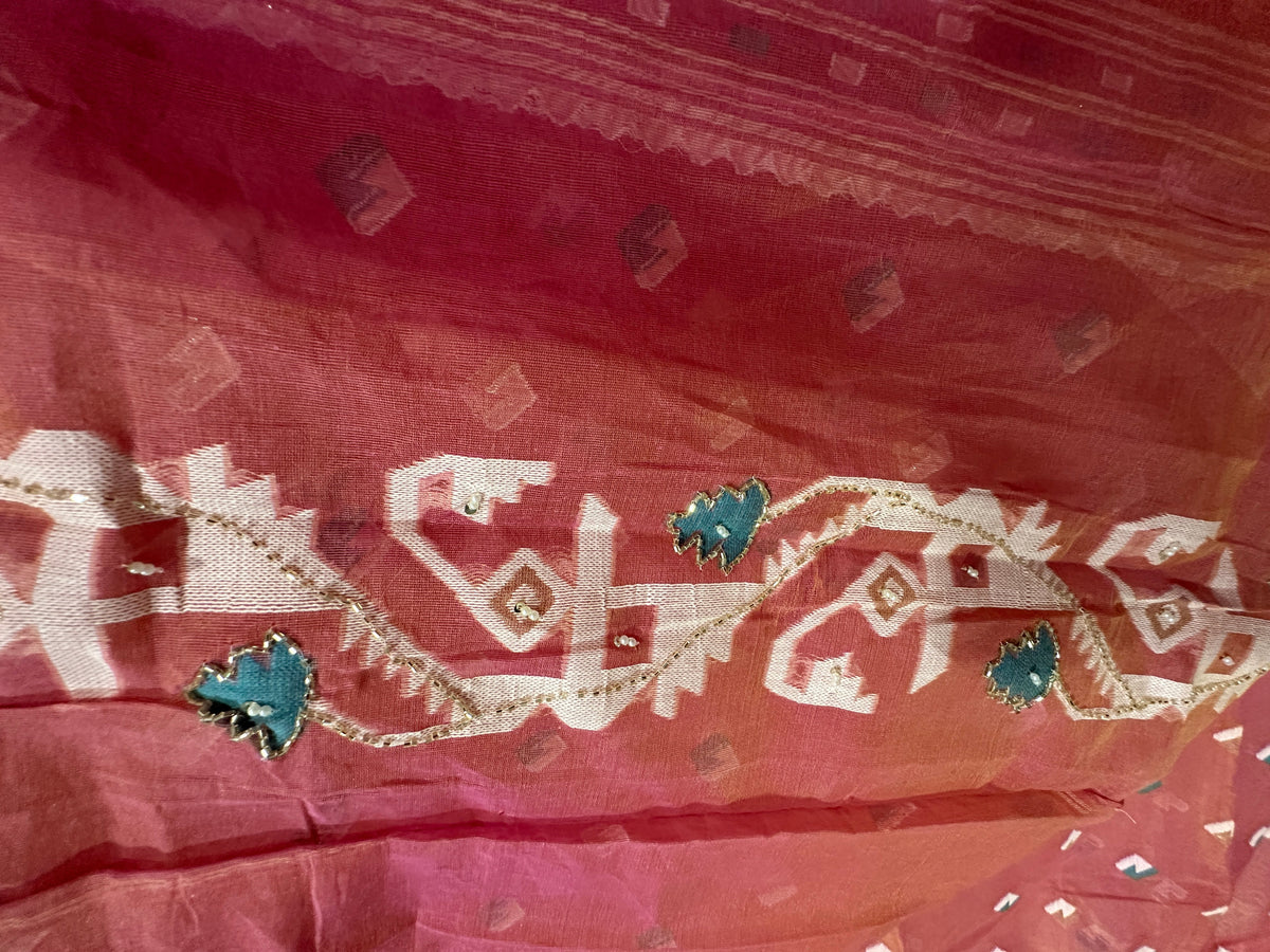 Cut Dana Dhakai in Pinkish Peach