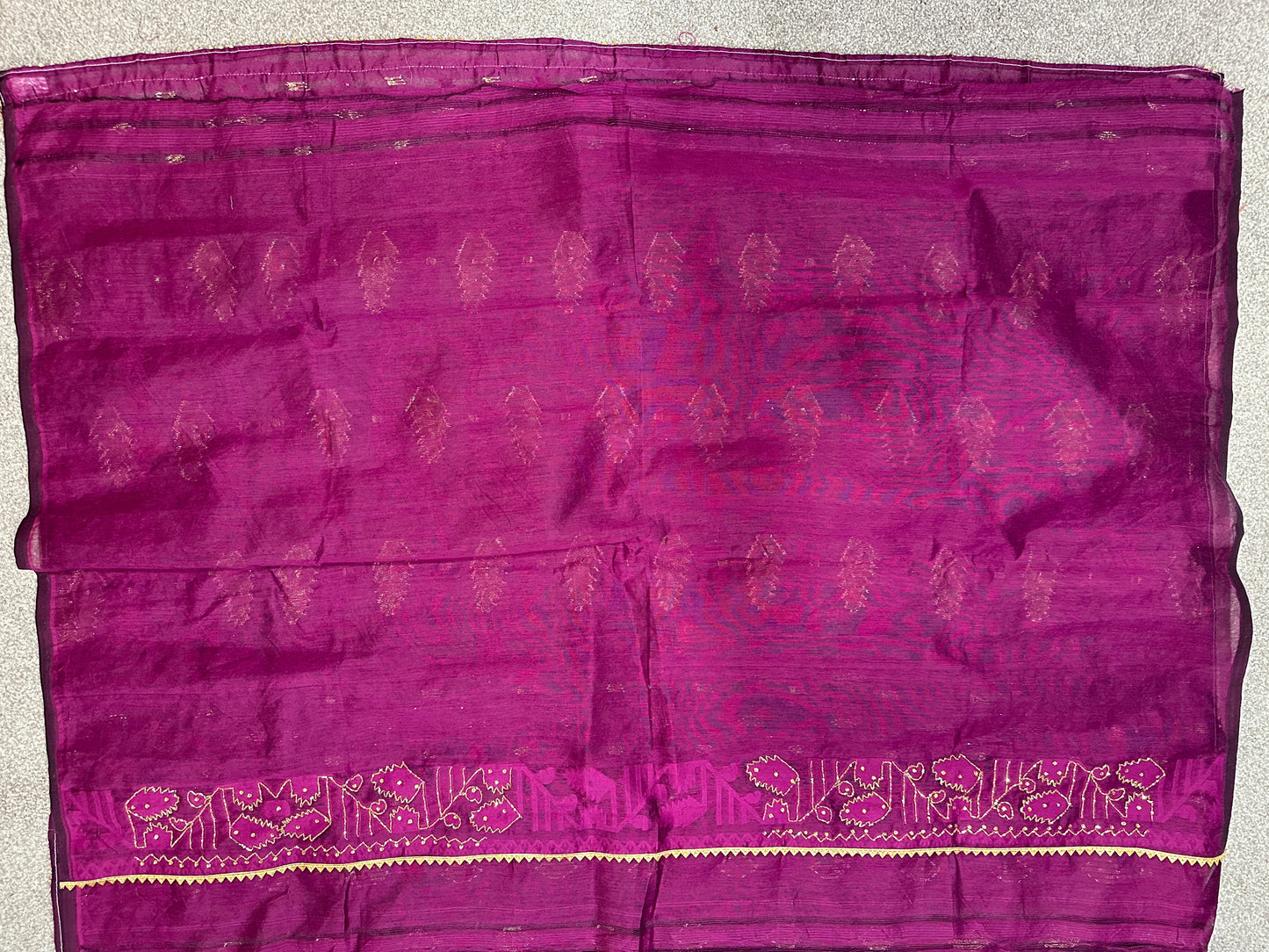 Cut Dana Dhakai in Wine Colour(Dark Purple)