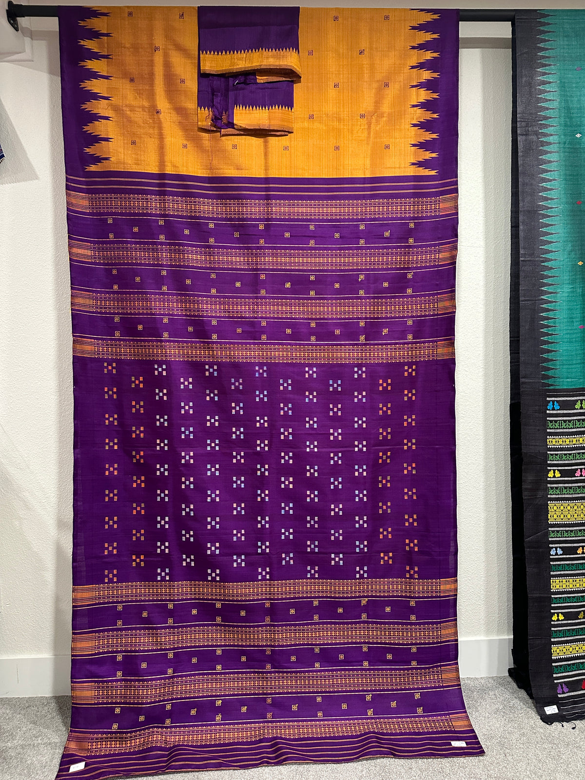 Berhampuri Double Palla Yellow Violet