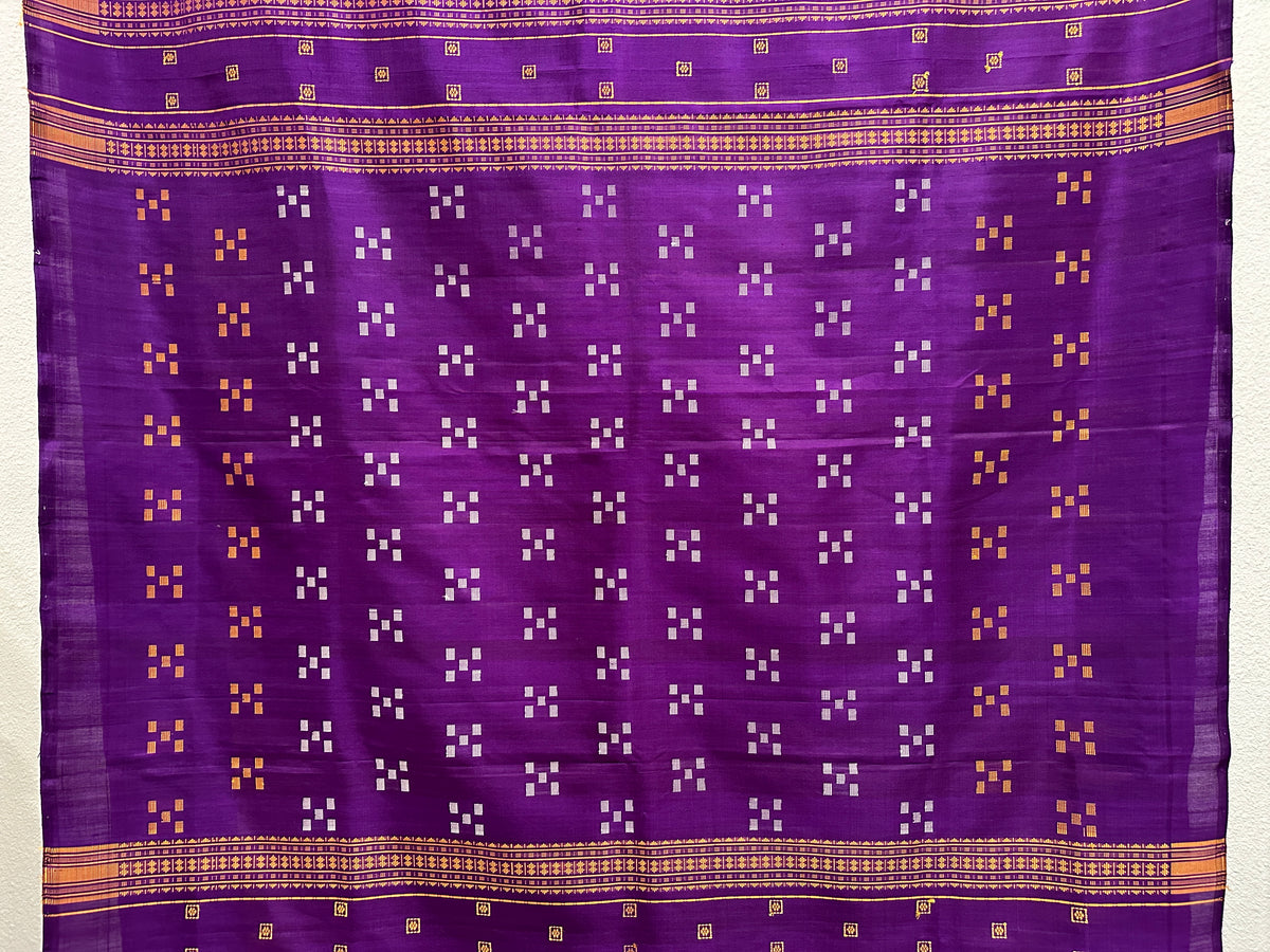 Berhampuri Double Palla Yellow Violet