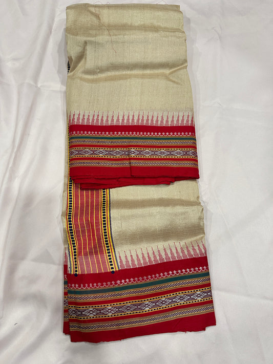 Vidharbha Tussar - Blood Red Regular Border