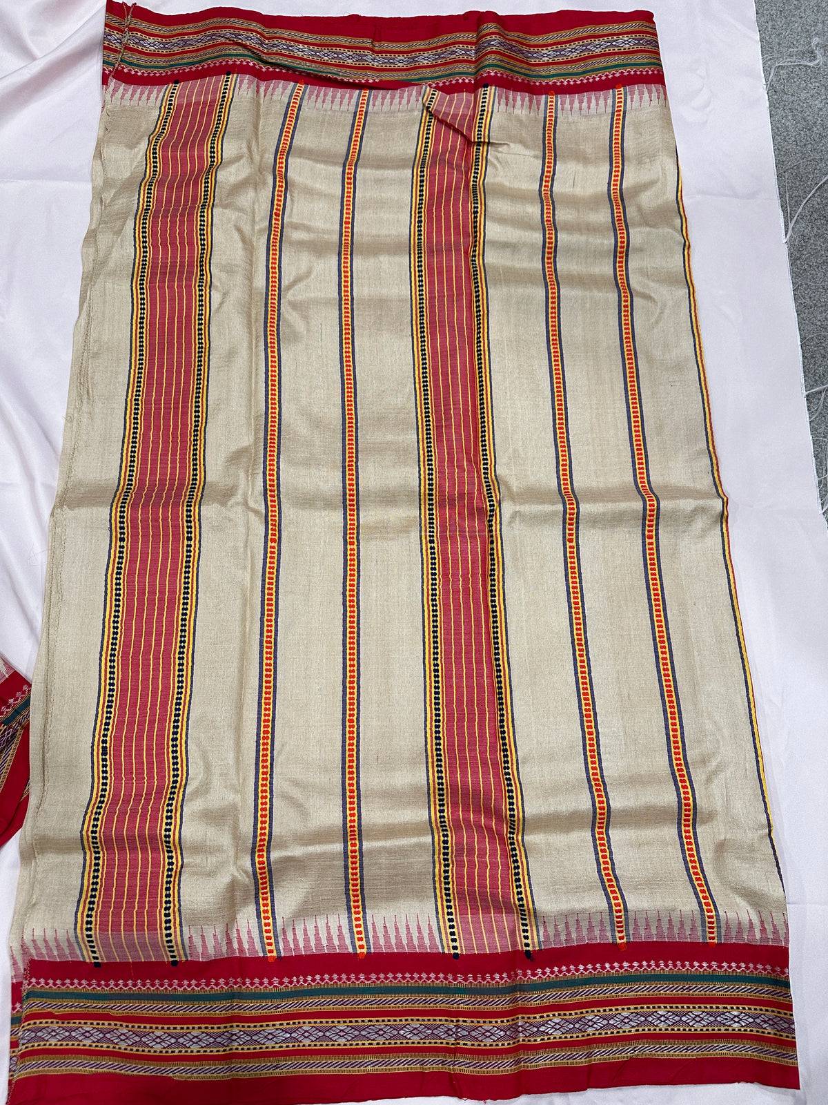 Vidharbha Tussar - Blood Red Regular Border