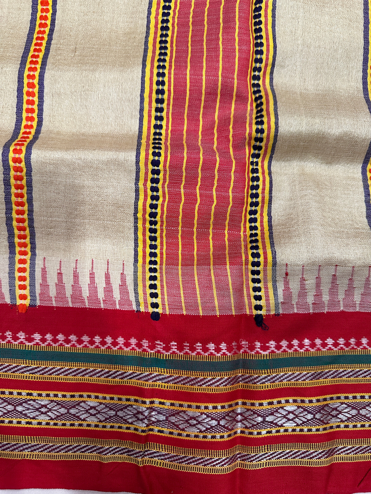 Vidharbha Tussar - Blood Red Regular Border