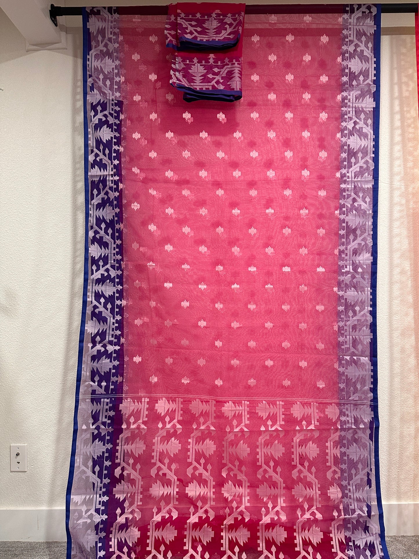 Muslin Dhakai in Pink and Violet