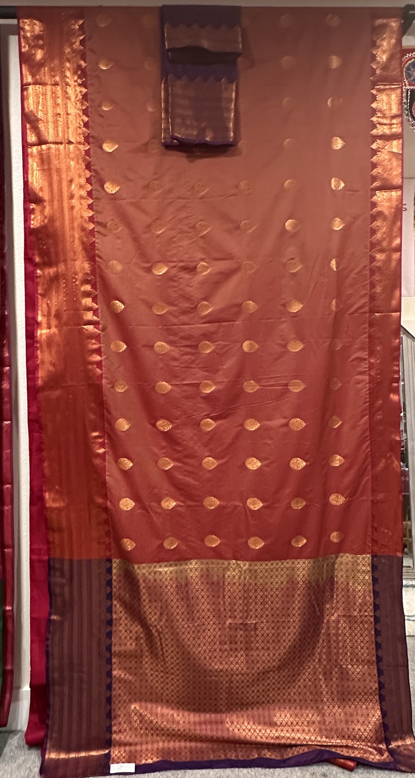 Kanji Silk Saree - Dark Milk Chocolate with Brown and Zari Aanchal