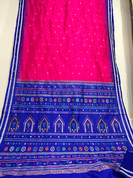 Dolabedi Saree - Pink and Royal Blue