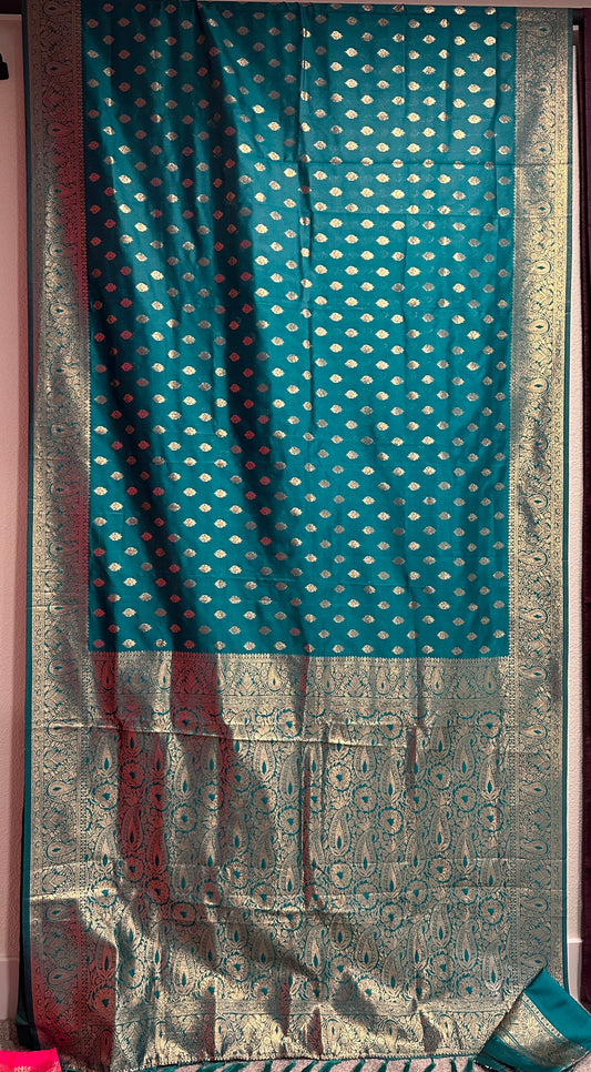 Soft Silk Benarasi Saree - Teal