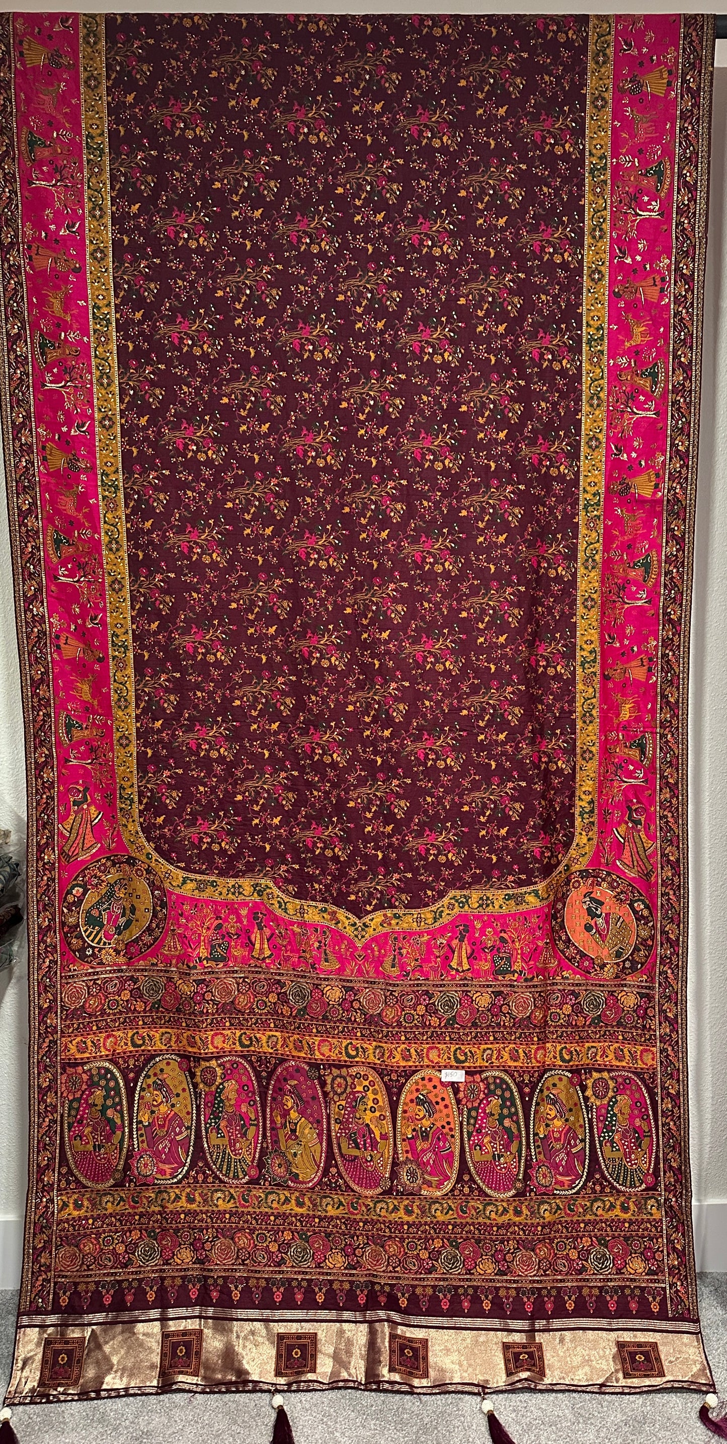 Pure Silk Sarees with Pashmina style - Wine