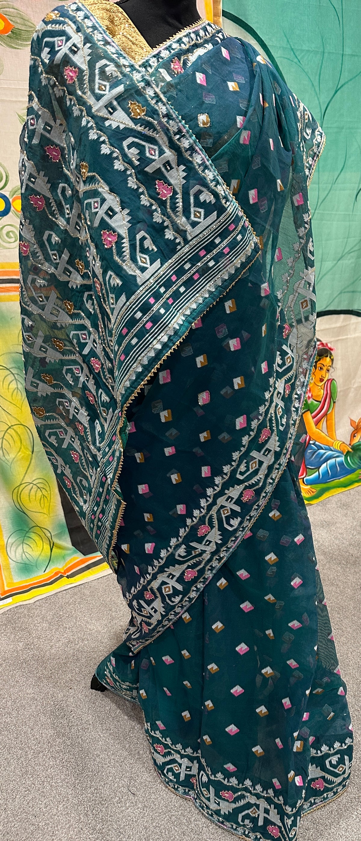 Cut Dana Dhakai in Teal