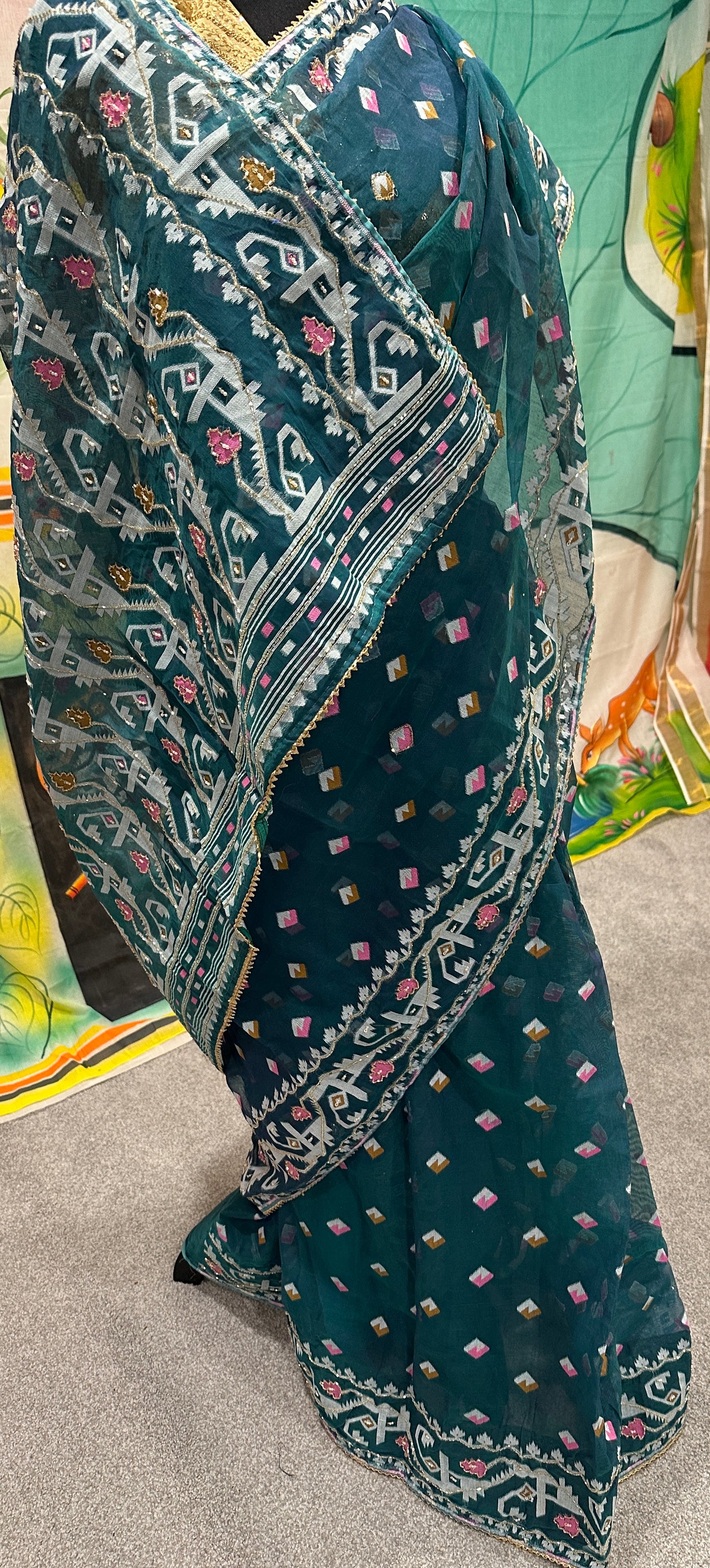 Cut Dana Dhakai in Teal