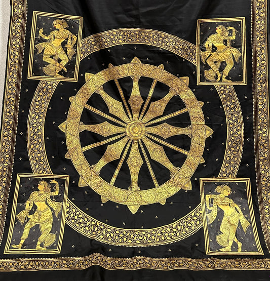 *Pre-Order Only* - Patachitra Saree - Konark Chakra with 4 temple dancers