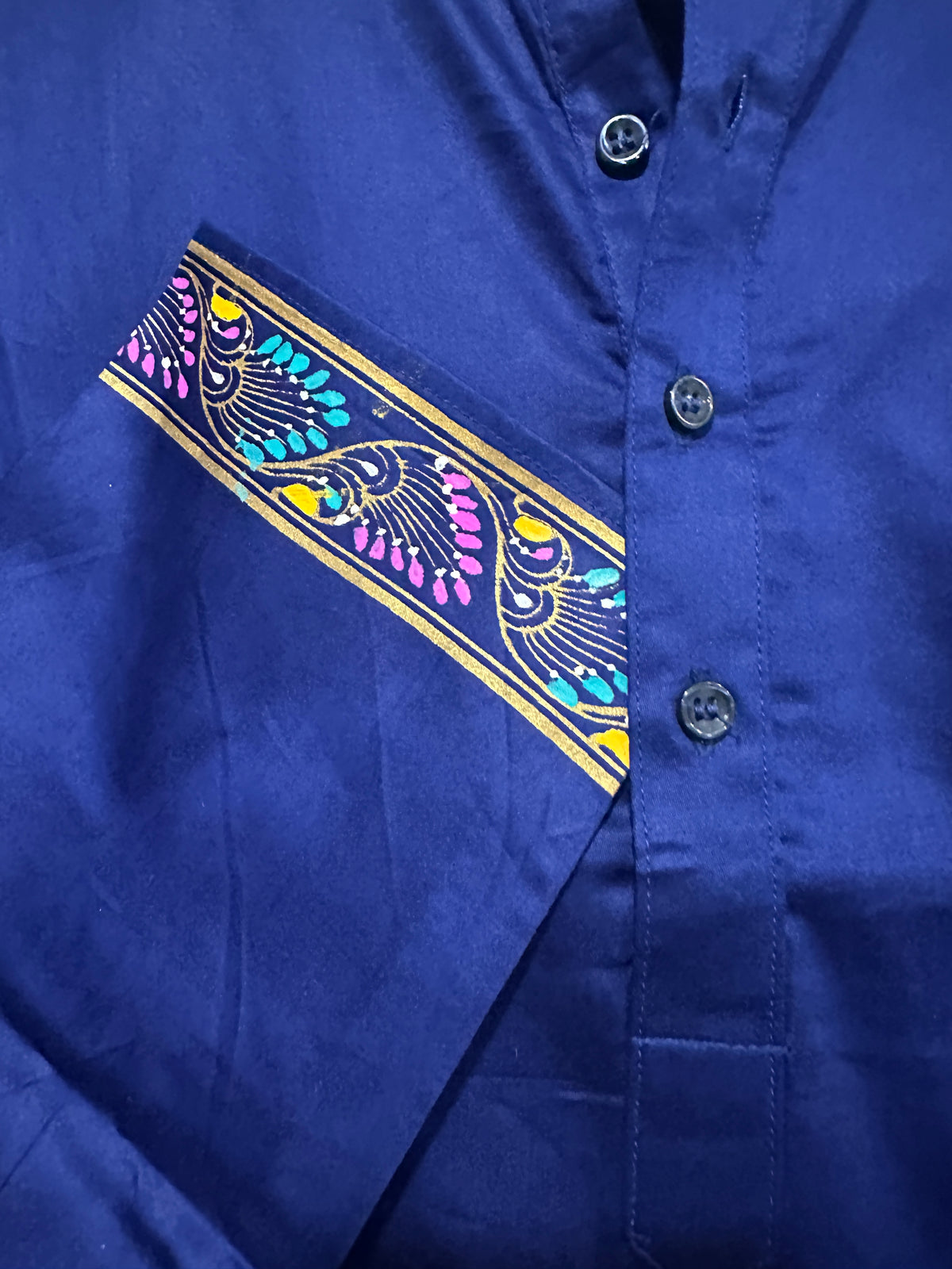 Men's Kurta - Pattachitra - RoyalBlue Chakra Dancer