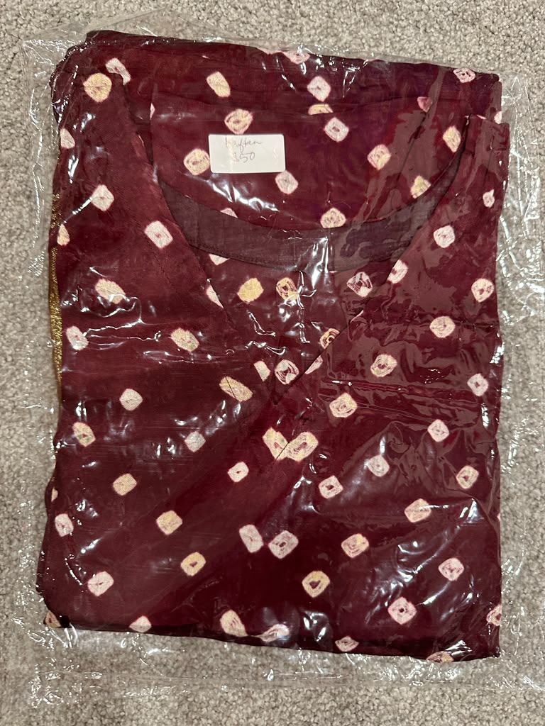 Modal Silk Kaftan - Maroon with Bandhej and Lagda Patti