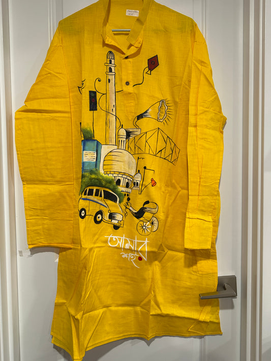 Men's Kurta - Cotton with Bengal Art Work