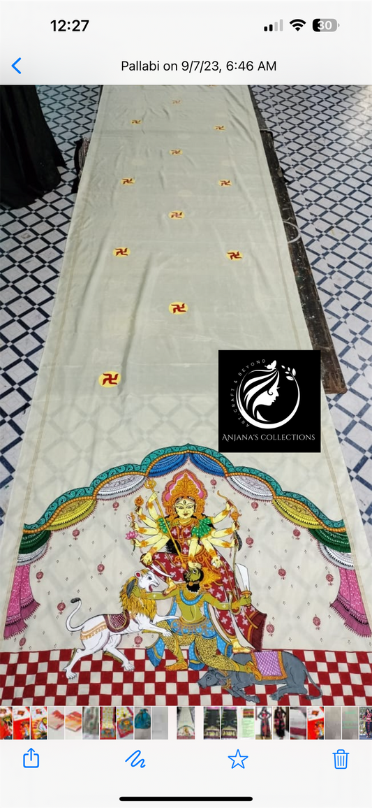 *Pre-Order Only* - Patachitra Saree - Mahisasura Mardini